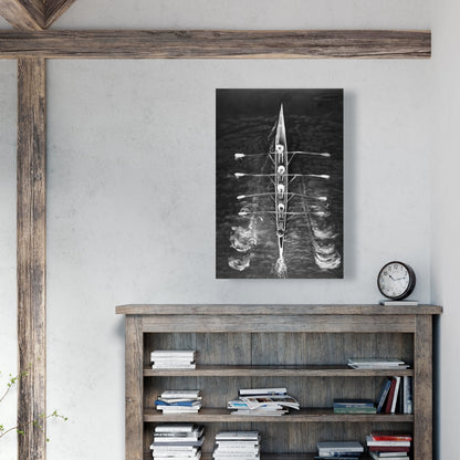 Rowing Boat Canvas - White Monochrome Wall Art for Home Decor