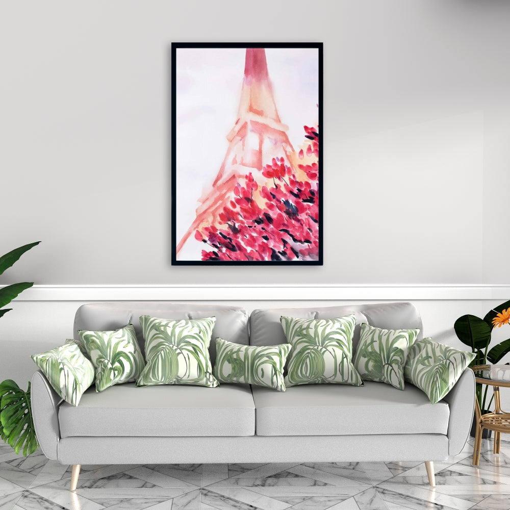 Pink Eiffel Tower Canvas - Romantic Bedroom Flowers Decor
