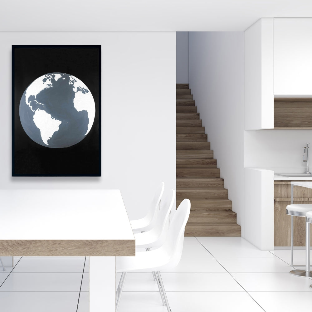 Toile panoramique bleue pour chambre à coucher | Décor avec vue satellite de la Terre