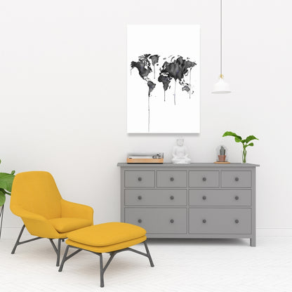 Watercolor World Map Canvas - Minimalist Blue Home Decor