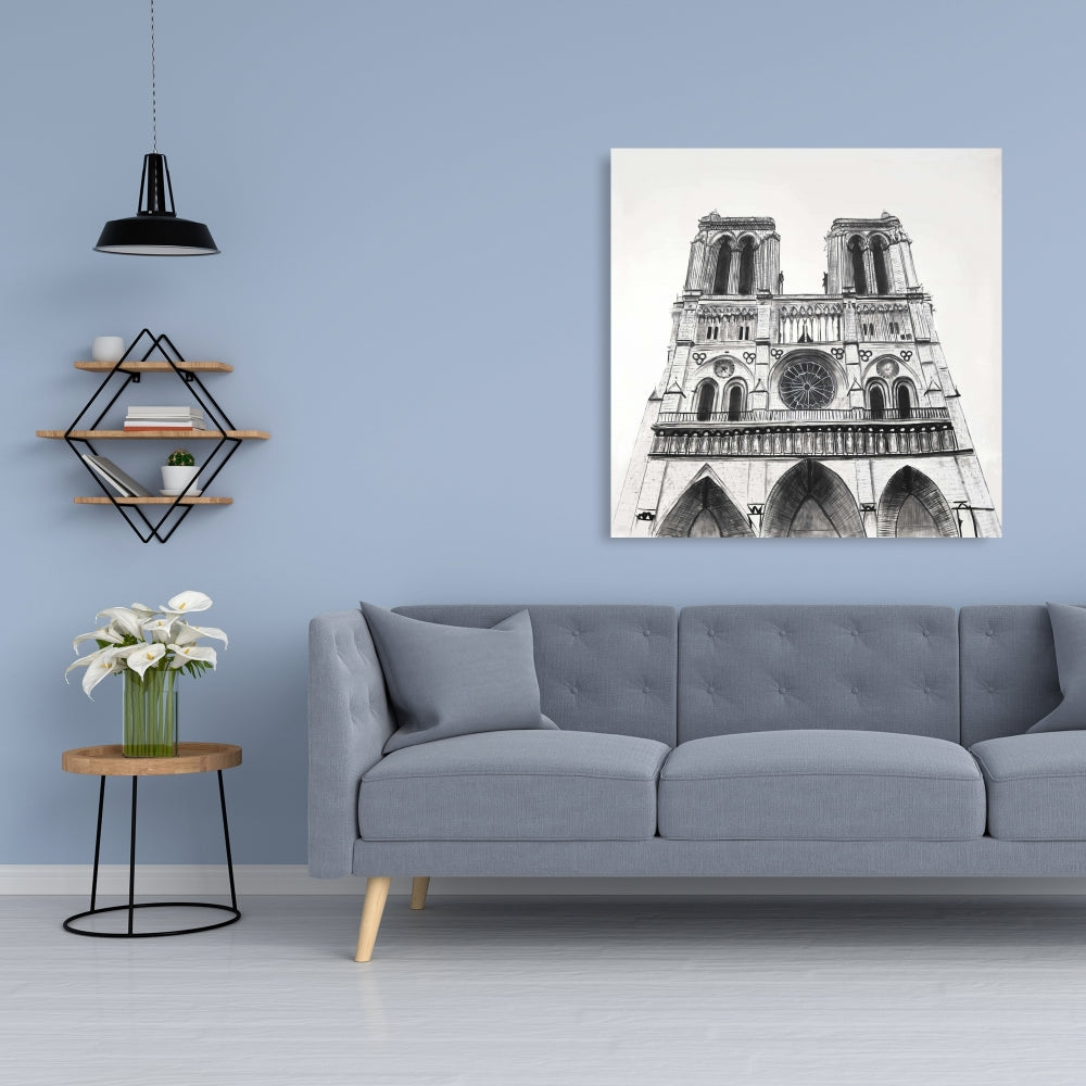 Notre-Dame de Paris Cathedral White Canvas | Bedroom Decor