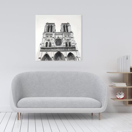 Notre-Dame de Paris Cathedral White Canvas | Bedroom Decor