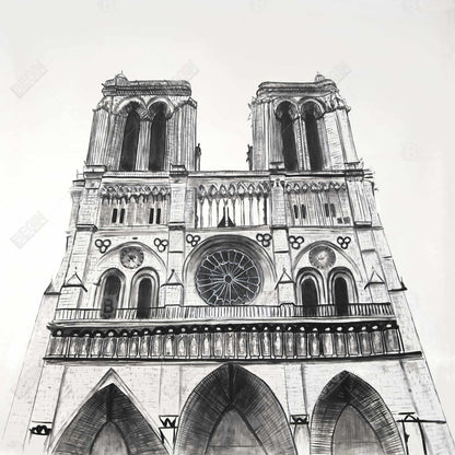 Notre-Dame de Paris White Framed Canvas | Bedroom Decor