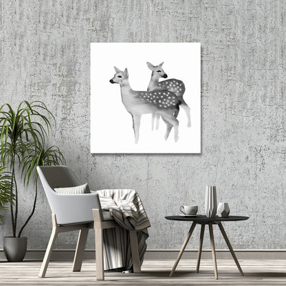 White Animals Rustic Canvas - Faon Black and White Home Decor