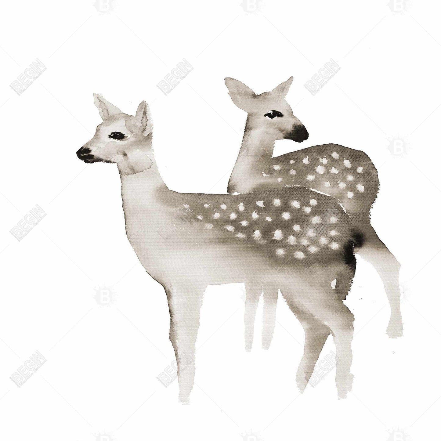 Rustic Deer Framed Canvas | Brown Fawns Wall Art Decor