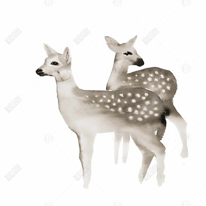 Rustic Deer Framed Canvas | Brown Fawns Wall Art Decor