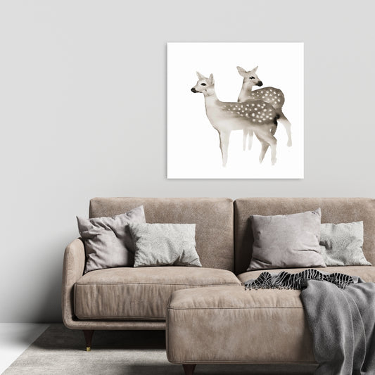 Brown Fawns Deer Canvas - Home Decor for Bedroom Walls