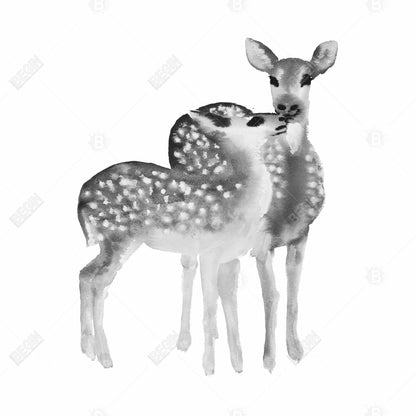 Fawns Love Monochrome Canvas | Animal Bedroom Decor Art