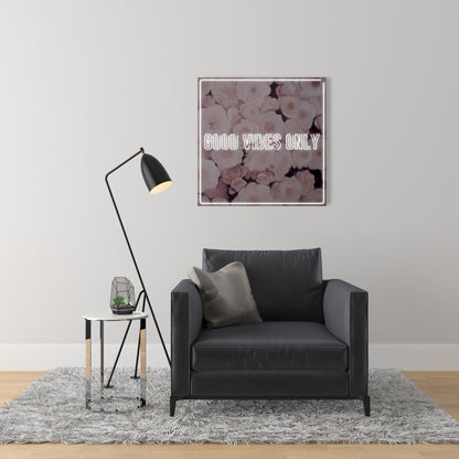 Modern White Canvas - Good Vibes Only Roses | Home Decor
