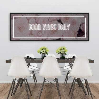 Toile encadrée blanche « Good Vibes Only Roses » | Décoration d'intérieur