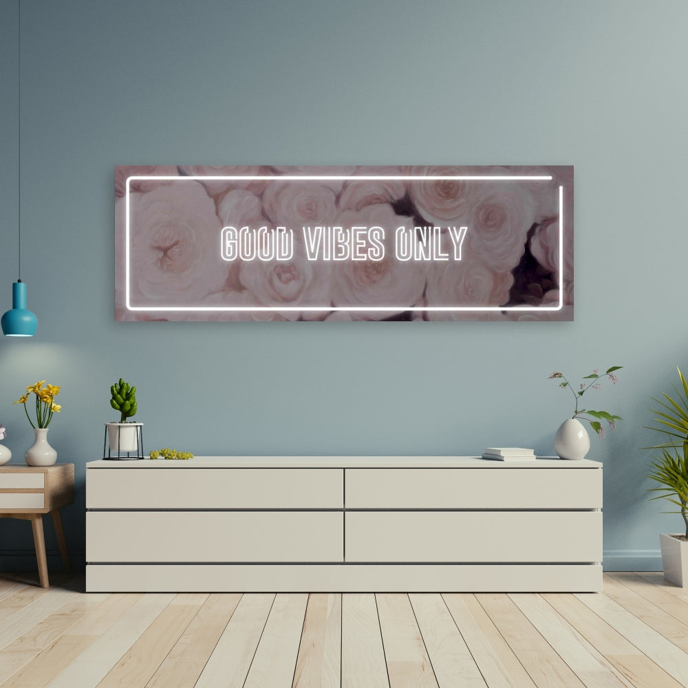 Modern White Canvas - Good Vibes Only Roses | Home Decor