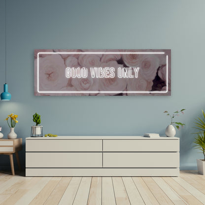 Modern White Canvas - Good Vibes Only Roses | Home Decor