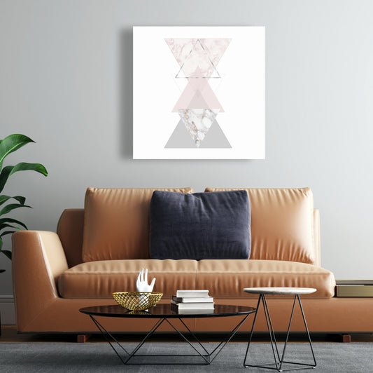 Geometric Art Gray Canvas - Stylish Shapes Bedroom Decor