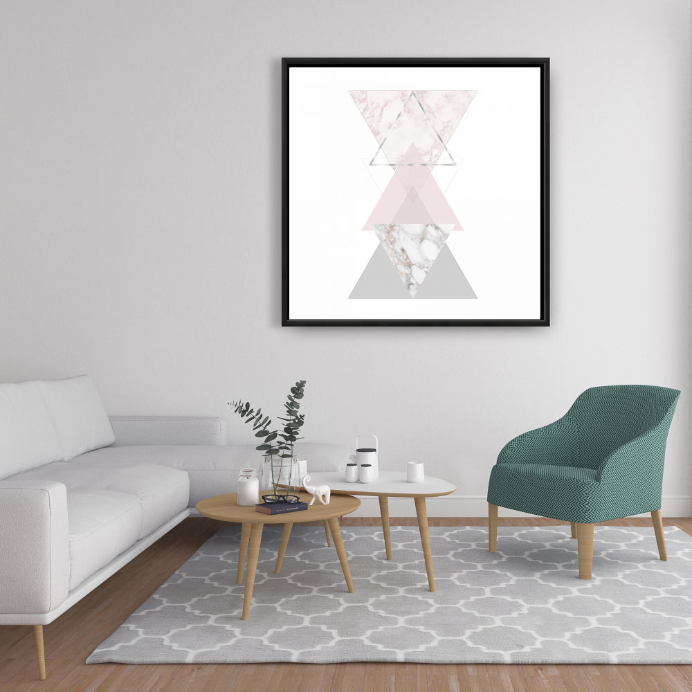 Toile d'art géométrique | Décoration encadrée minimaliste pour chambre à coucher