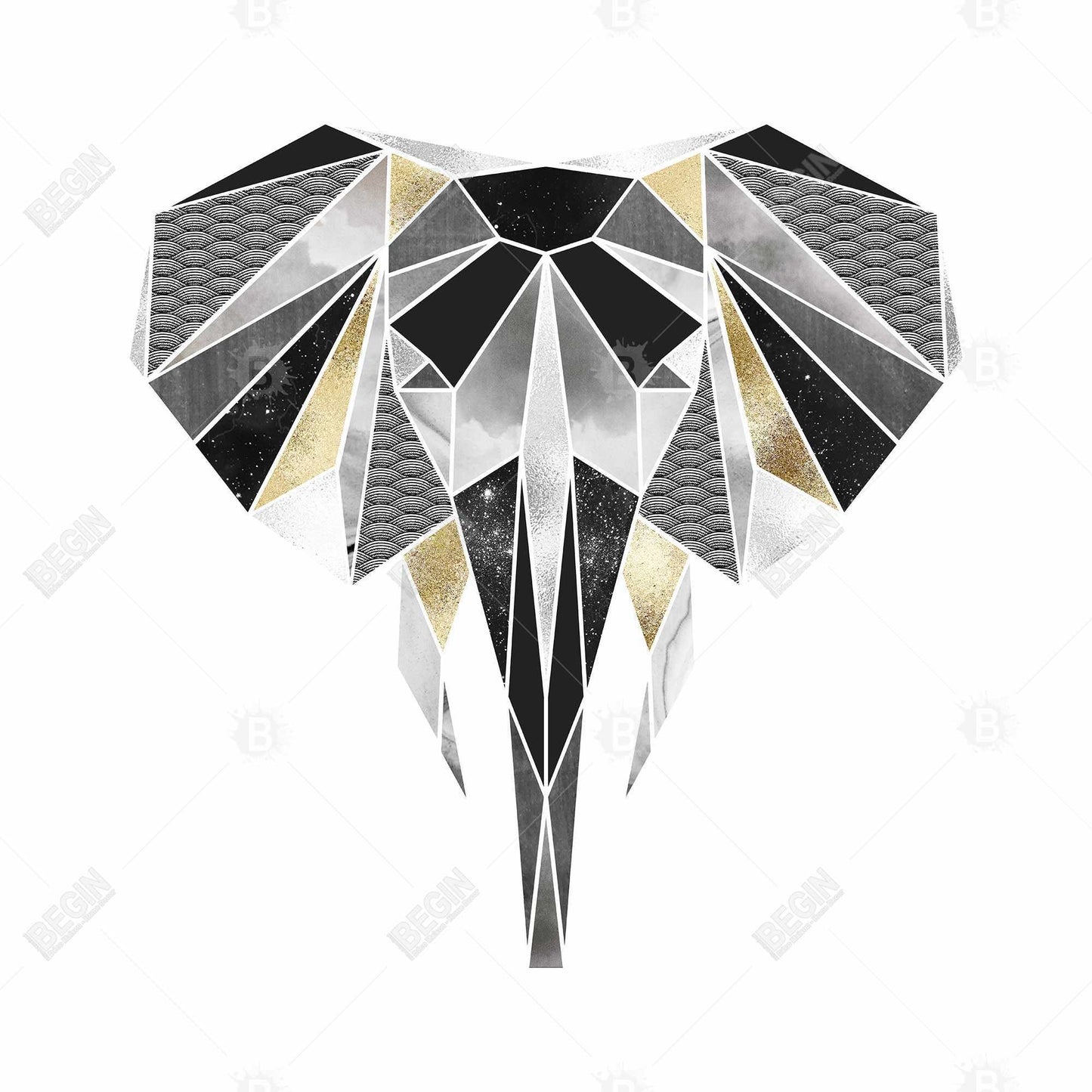 Geometric Elephant Gray Canvas | Home Decor Wall Art