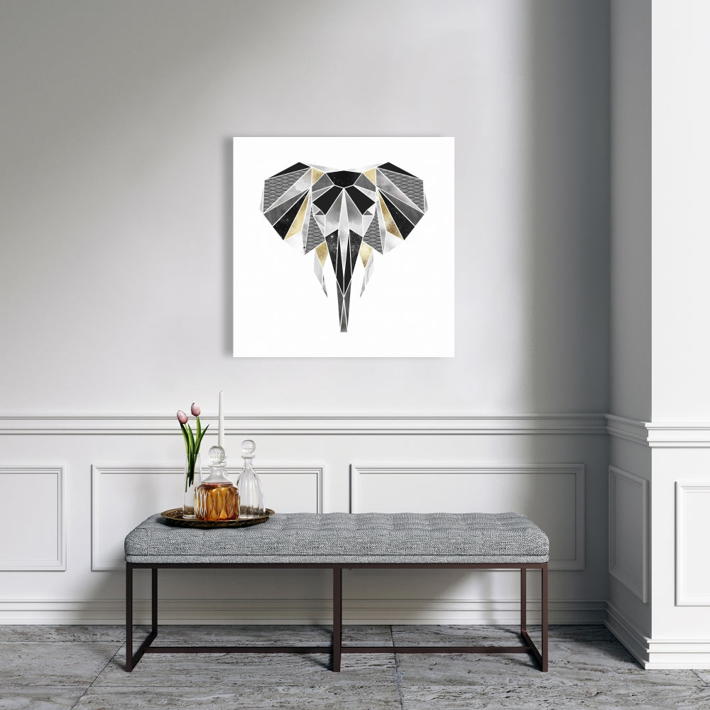 Geometric Elephant Gray Canvas | Home Decor Wall Art