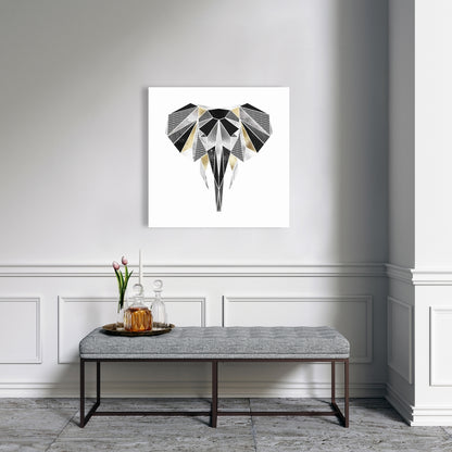 Geometric Elephant Gray Canvas | Home Decor Wall Art