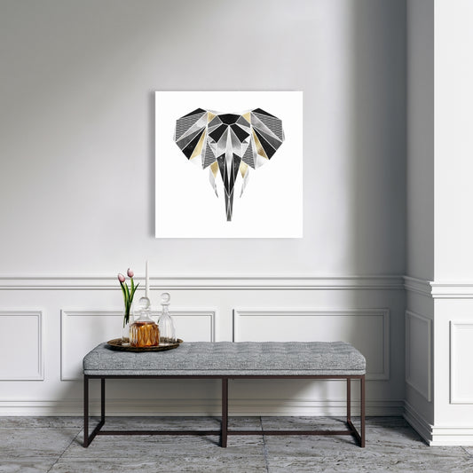 Geometric Elephant Gray Canvas | Home Decor Wall Art