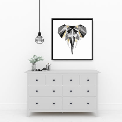 Toile encadrée motif éléphant géométrique | Décoration d'intérieur animalière africaine
