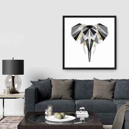 Toile encadrée motif éléphant géométrique | Décoration d'intérieur animalière africaine