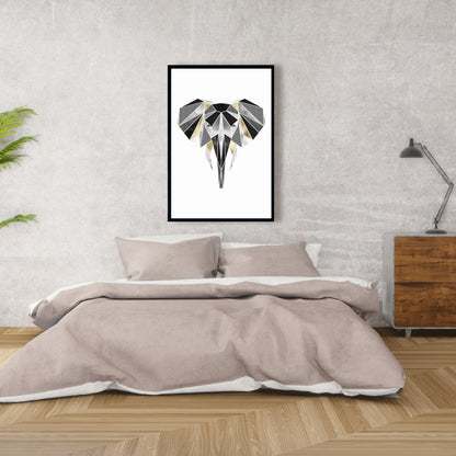 Toile encadrée motif éléphant géométrique | Décoration d'intérieur animalière africaine