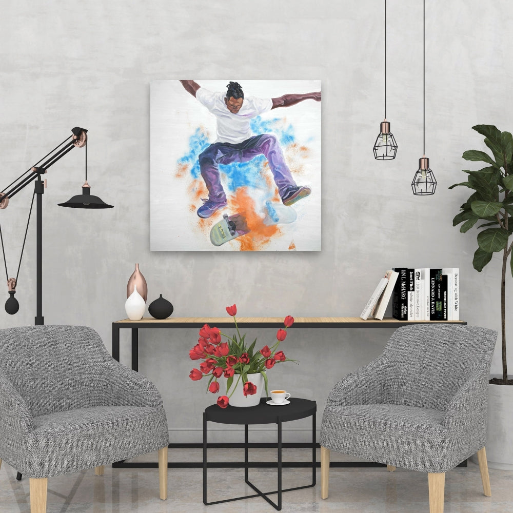 Toile de chambre à coucher « American Blue Skater » | Décoration d'intérieur