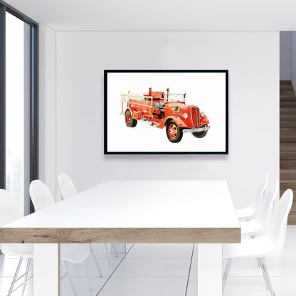 Toile vintage Camion de pompiers | Décoration de chambre