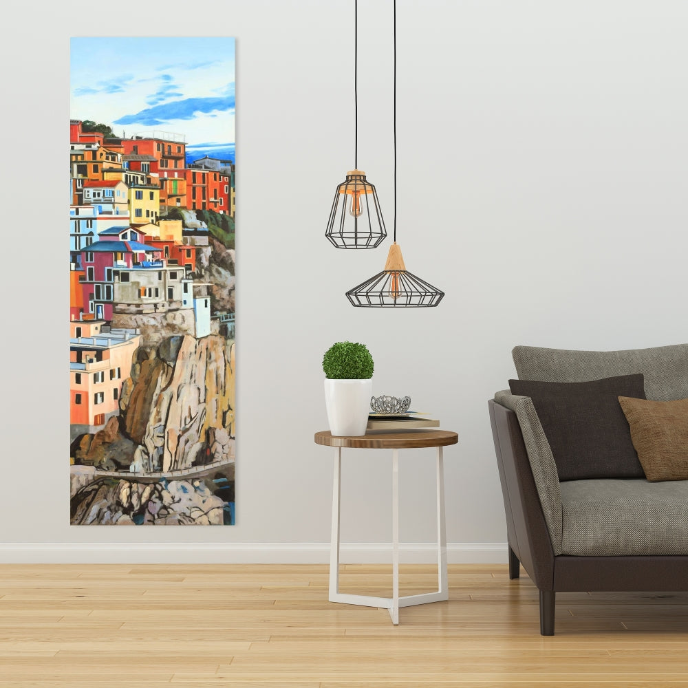 Exotic Bedroom Blue Canvas - View of Manarola Italy Decor