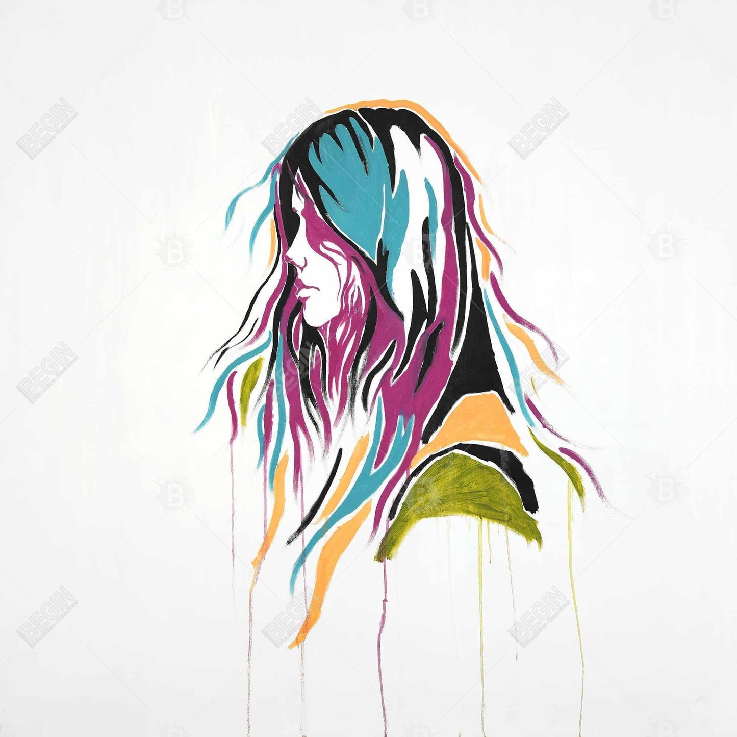 Retro Graffiti Street Art Woman Canvas | Bedroom Wall Decor