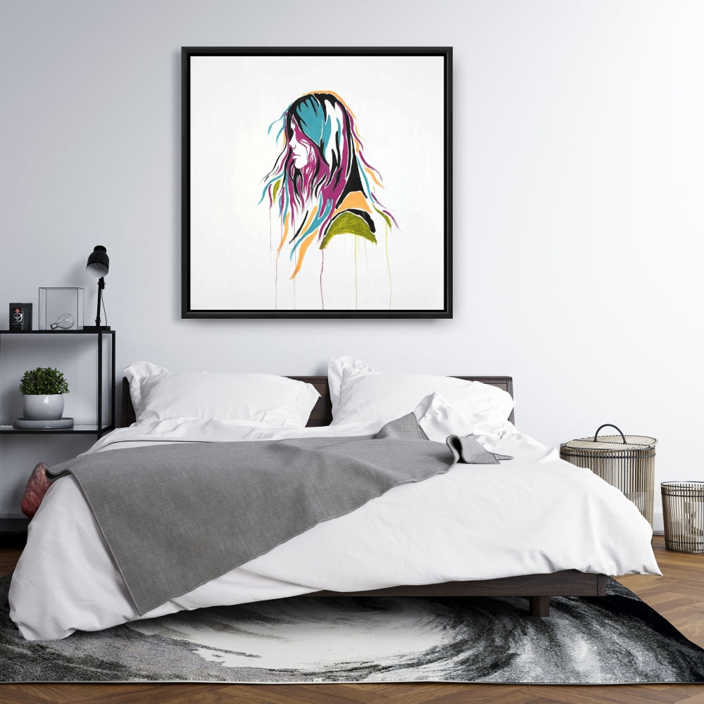 Retro Graffiti Street Art Woman Canvas | Bedroom Wall Decor