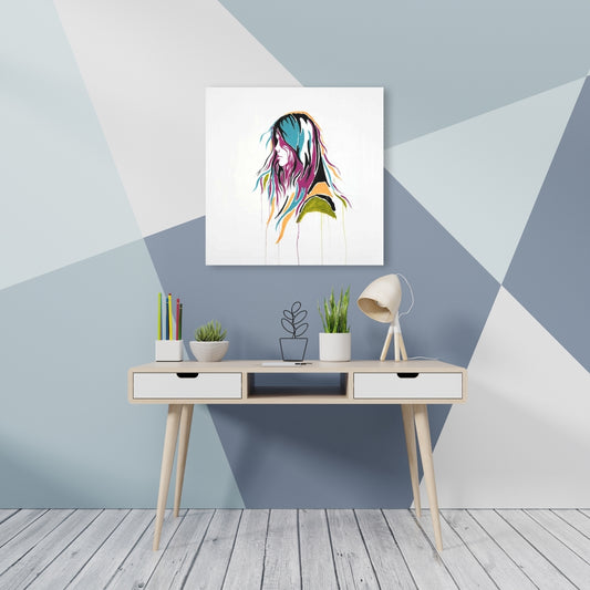 Graffiti Street Art Woman Pink Canvas | Bedroom Wall Decor