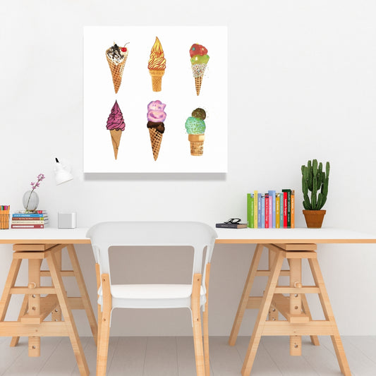 Ice Cream Cones Canvas | Kitchen Wall Art Decor