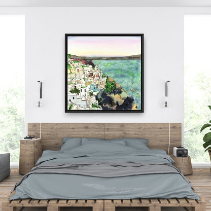 Toile turquoise marine côtière - Décor paysage de Crète