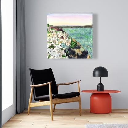 Toile turquoise marine, paysage de Crète – Décoration d'intérieur