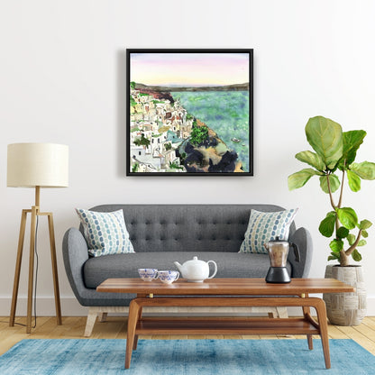 Toile turquoise marine côtière - Décor paysage de Crète