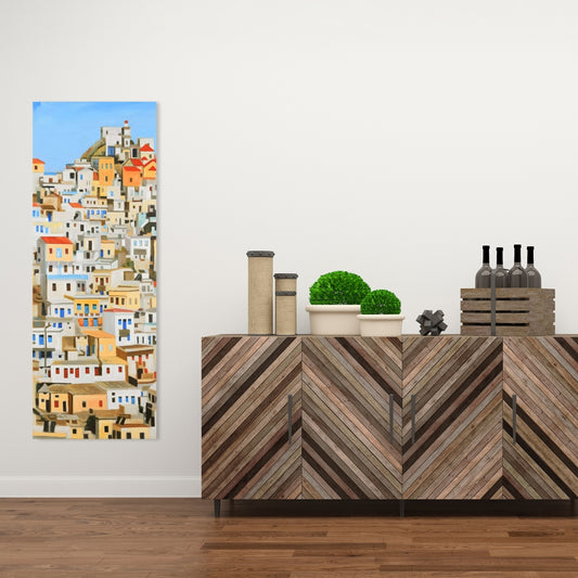 Small Houses in Greece Canvas | Blue Cities Home Decor