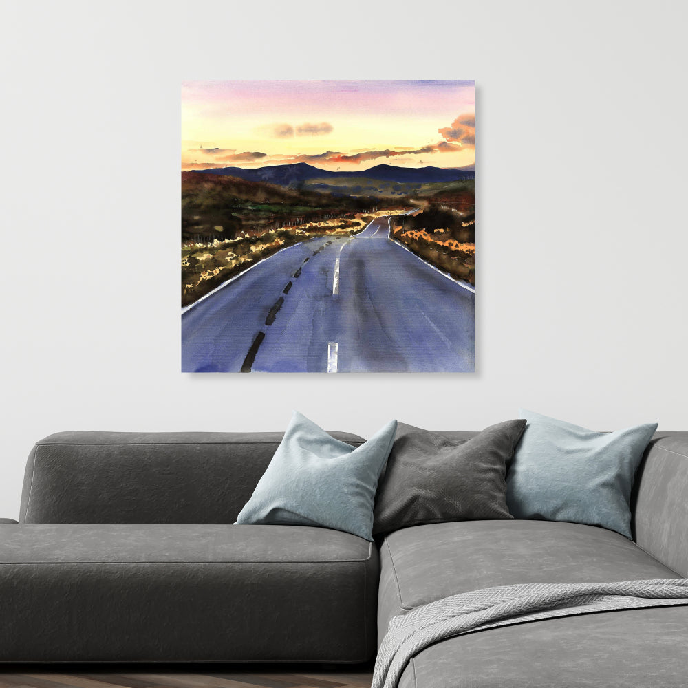 On the Road to Scotland Blue Canvas | Livingroom Home Decor