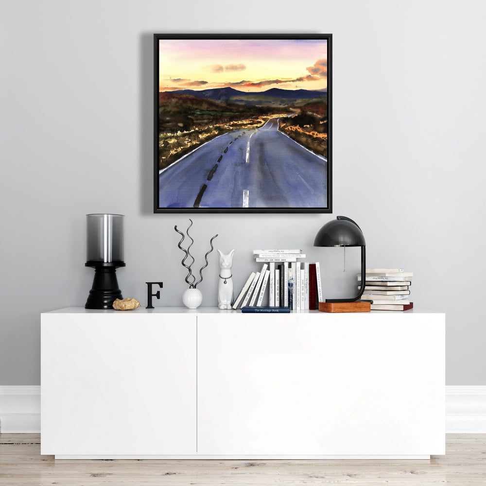 Blue Contemporary Canvas - On the Road to Scotland | Home Decor