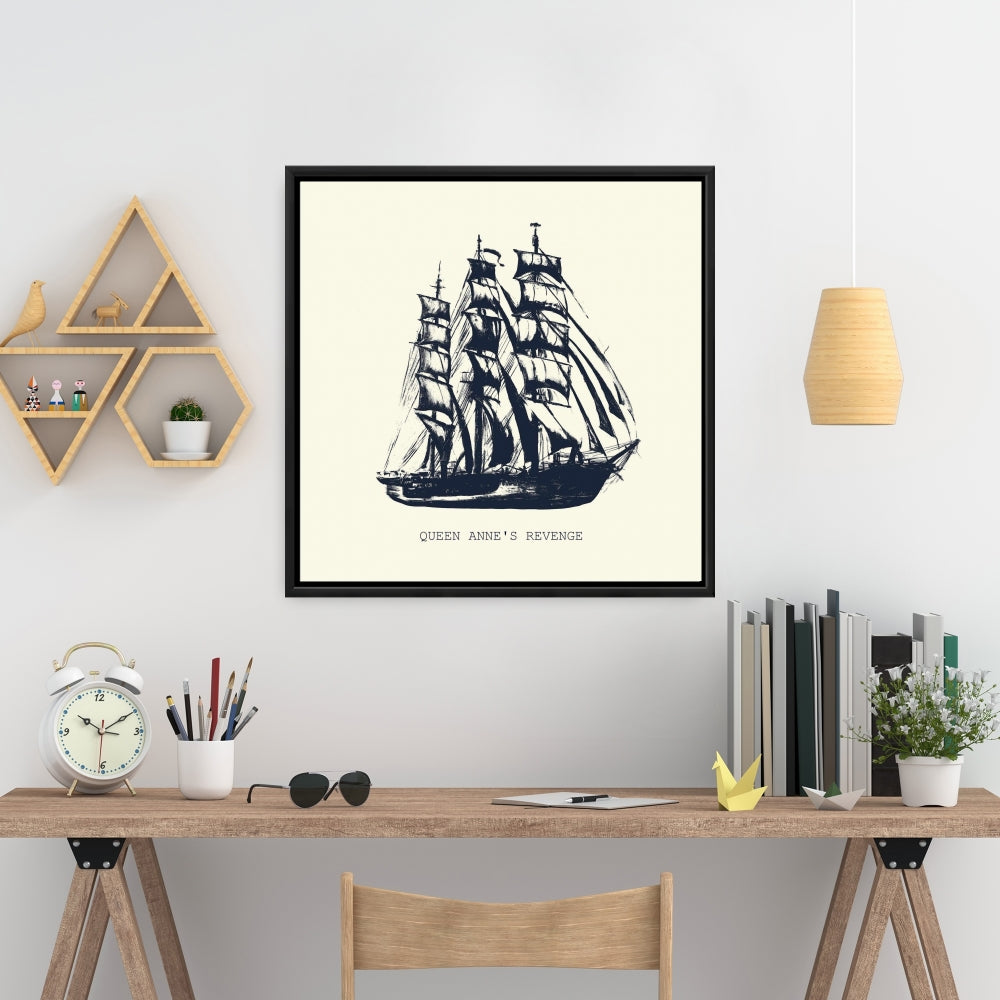 Toile côtière représentant un vieux bateau – Décoration murale nautique pour la maison