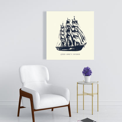 Old Boat Marine Canvas | Blue Living Room Wall Art Decor