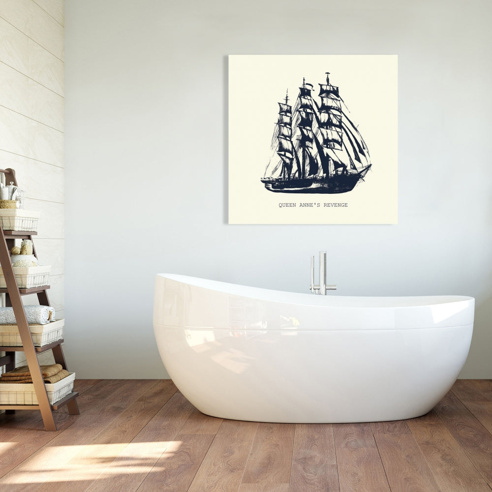 Old Boat Marine Canvas | Blue Living Room Wall Art Decor