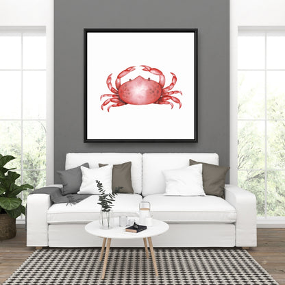 Toile murale en forme de crabe | Décoration de cuisine rouge marine encadrée