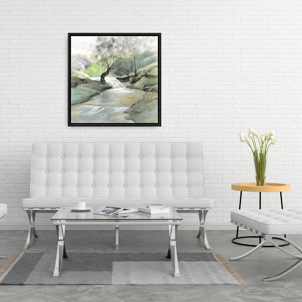 Oasis of Relaxation Green Landscapes Framed Canvas Decor