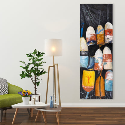 Vintage Lobster Buoys Sea Blue Canvas | Home Decor Art