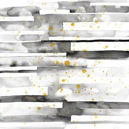 Minimalist White Canvas | Black Stripes Gold Splash Decor