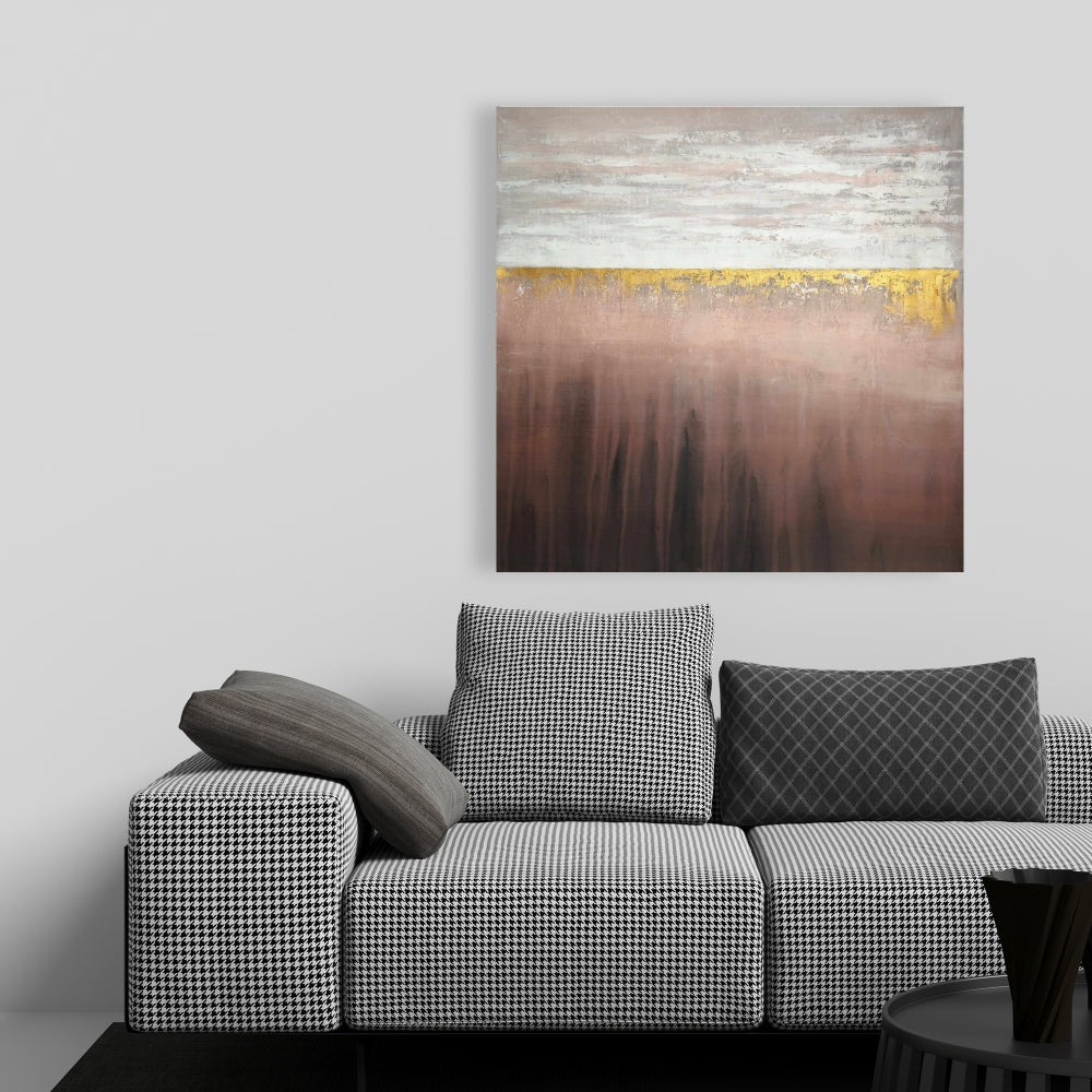 Golden Pink Canvas - Minimalist White Bedroom Home Decor