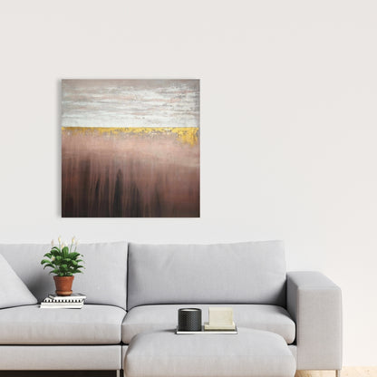 Golden Pink Canvas - Minimalist White Bedroom Home Decor