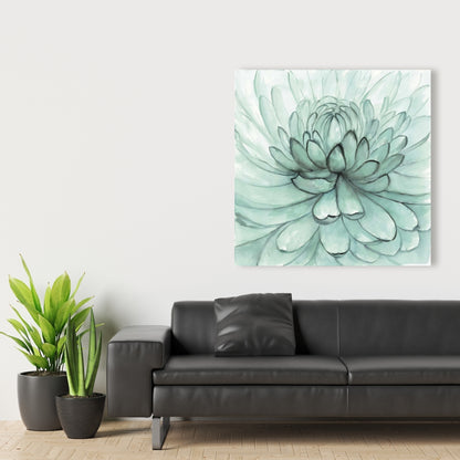 Turquoise Flowers Canvas | Floral Botanical Home Decor