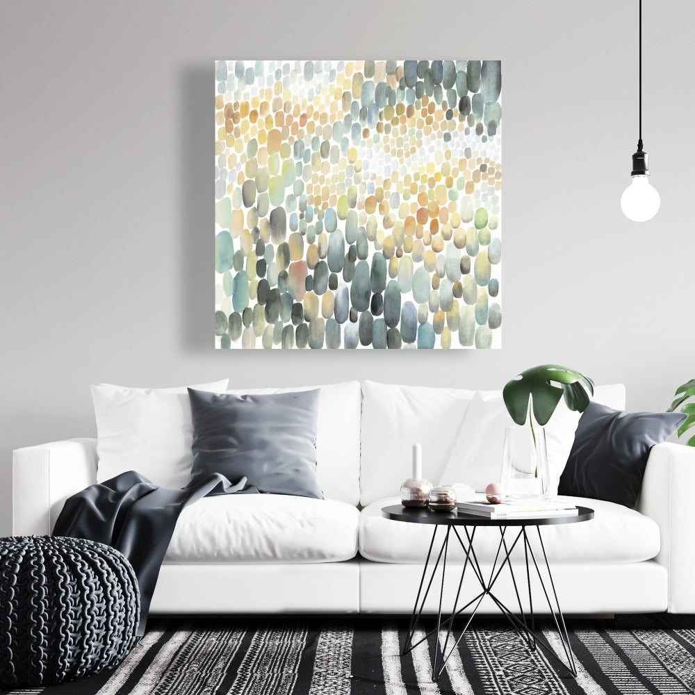 Blue Livingroom Canvas - Cluster of Circles Home Decor Art