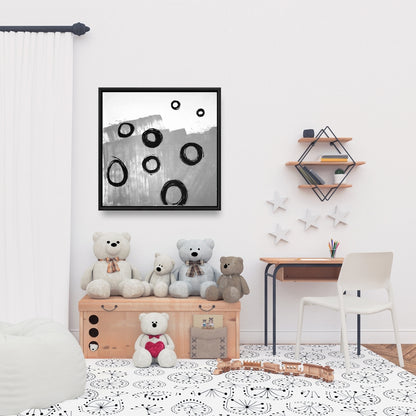Toile encadrée déconstruite à motifs abstraits blancs - Décoration d'intérieur